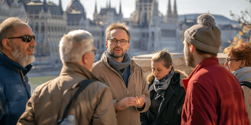 Private Stadtführung in Budapest mit Parlament im Hintergrund