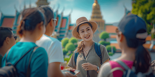 Weiblicher Tourguide bei einer privaten Stadtführung in Bangkok