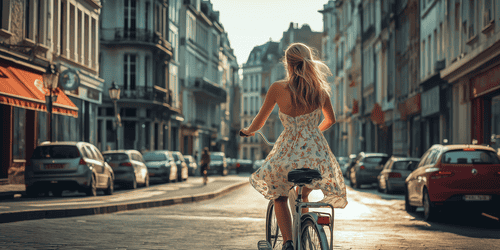 Touristin auf dem Fahrrad in Brüssel