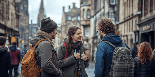 Touristen vor der Kathedrale in Edinburgh