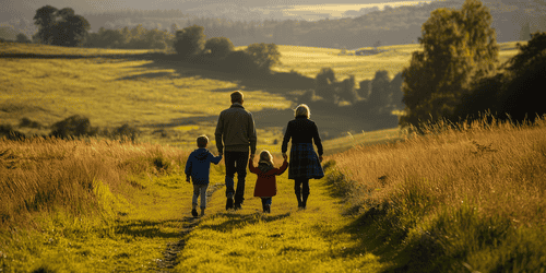 Familie in der Natur rund um Edinburgh